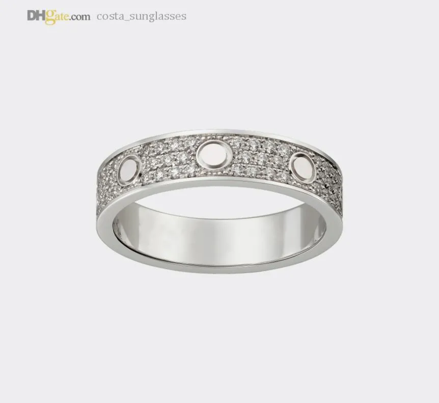 Designer Rings Love Ring Band Diamond Pave Wedding Ring Silver Women/Men Luxury Jewelry Titanium Steel Gold-Plated Never Fade Not Allergic 215821239744282