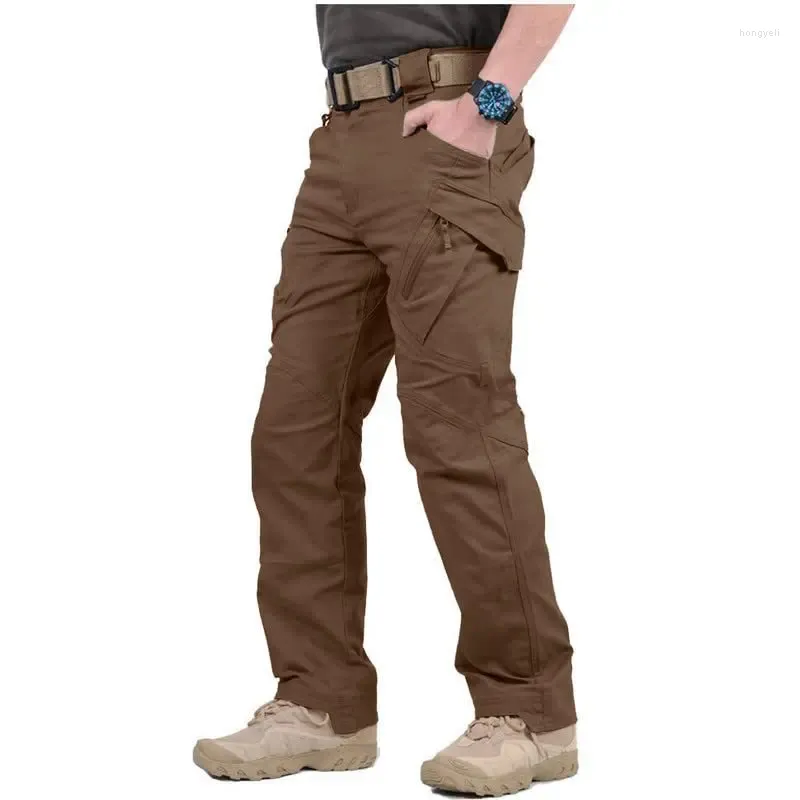 Calças masculinas 2024 carga homens multi bolso ao ar livre tático sweatpants militar exército impermeável secagem rápida elástica calças de caminhada