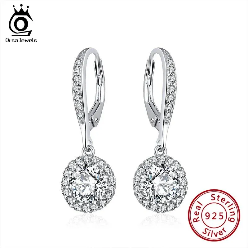 Knot Orsa Jewels 925 STERLING Gümüş Damla Küpeler Kadın Mücevher Aksesuarları S925 Gümüş Açık Yuvarlak AAAA CZ Küpe Takı SE243