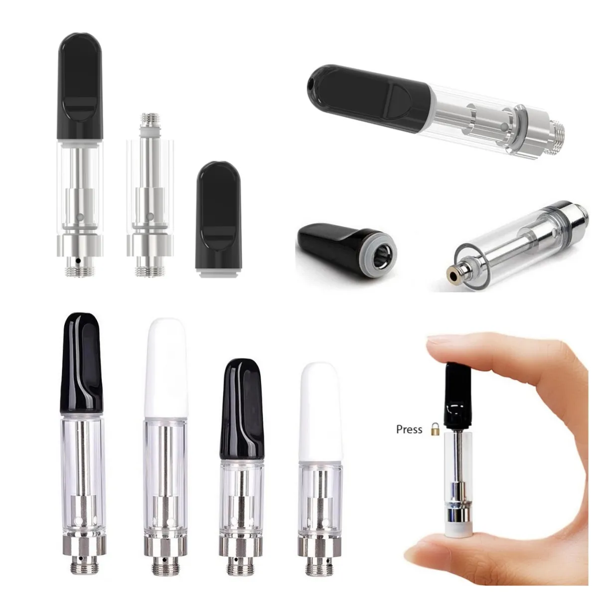 A13 1.0ml 0.5ml Glass Atomizer 510 Thread 1.8mm 2.0mm Oil Hole Vape Tank Vape Cartridges Glass Cartridge Empty Vape Metal Ceramc Coils Ceramc Mouthpiece USA wharehouse