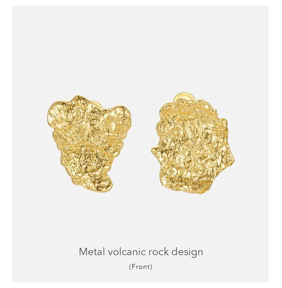 Pendientes de clip estilo rock irregular gótico color oro mujer_voghion.com