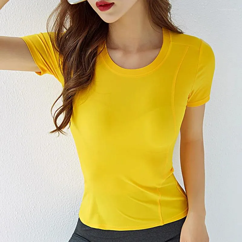 Yoga Outfits Zhangyunuo Tops Women Short Sleeve T Shirts Solid Tight Gym  Fitness Active Wear Workout Smooth Elastic Clothes From Moveupstore, $10.33