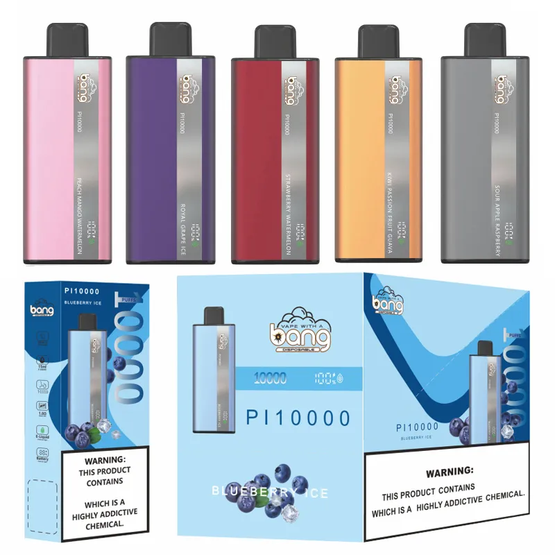 Original Bang PI 10000 10K 10000 Puffs Disposable Vape With 15ML Prefilled Pod Big Vapor Capacity 500mAh Battery Rechargeable 0/2/3/5%