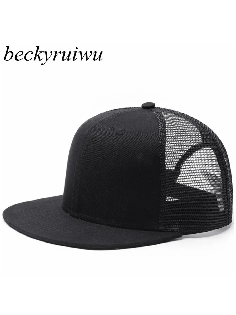 Beckyruiwu printemps et été chapeau de soleil à bord plat adulte casquette de baseball unie hommes femmes maille 231226