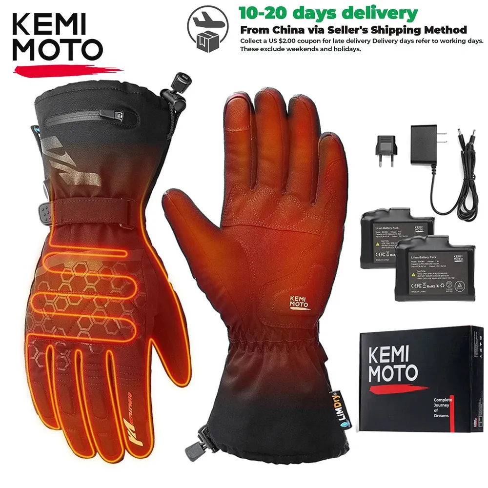 Guantes de ciclismo de invierno con pantalla táctil calentada con batería para moto esquí al aire libre Camping senderismo guantes de motocicleta impermeables 231226