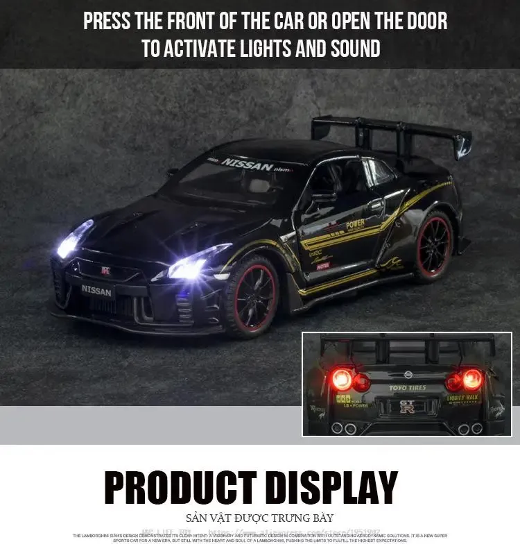 Nissan Skyline Ares GTR R34 R35 Diecast Cars, Pull Back Metal Car