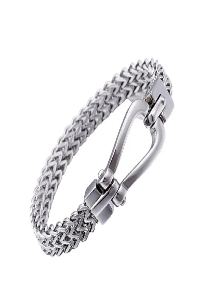 Armband Men039S Armband 210mm Silver New Polished Chain Fashion Jewelry Man 316 L Rostfritt stål Kalen8148286