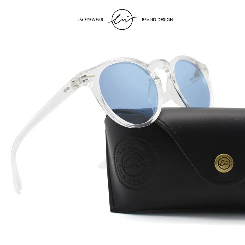LM Small Round Polarized Sungasse Men Vintage Transparent Frame varumärkesdesigner Driving Sun Glasses de Sol UV400 231226