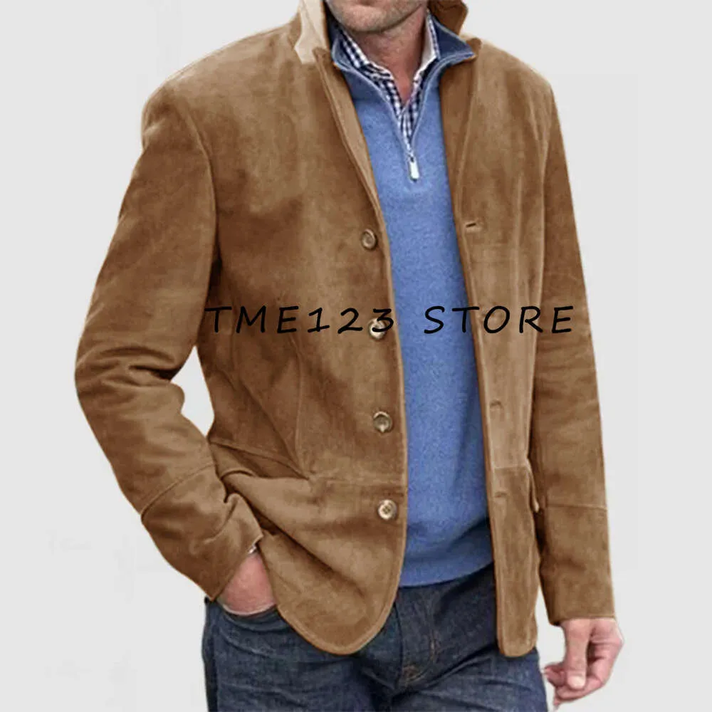 Elegant Man Suit Jackets for Mens High Quality Suede Single Breasted Casual Business Street Simple Style Men's Frock Coat