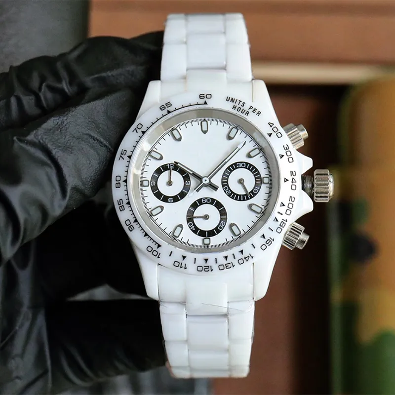 Watch Mens Uhren 43mm Sapphire Glass Quarz Bewegung Armbanduhr Polychrome Armbanduhren Fashion Sports Uhrenkeramikriemen
