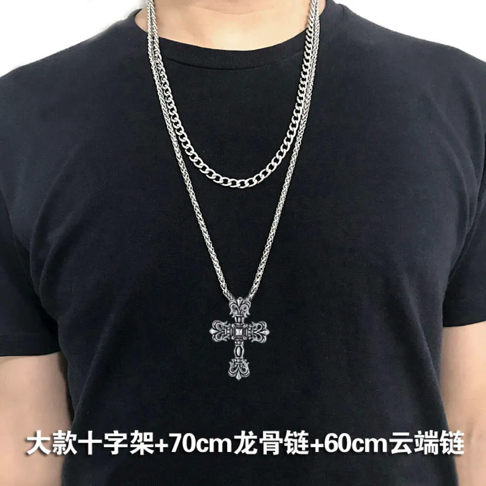 Designer ch Cross Luxury Chromes Pendant Necklace Men's Retro Trendy Titanium Steel Long Sweater Chain Personalized Heart Neckchain Lover Gift Ny 2024 OP9K