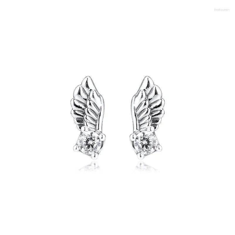 Studörhängen för kvinnor Sparkling Angel Wing Crystals Gift Lover Sterling Silver smycken Tillbehör 2023