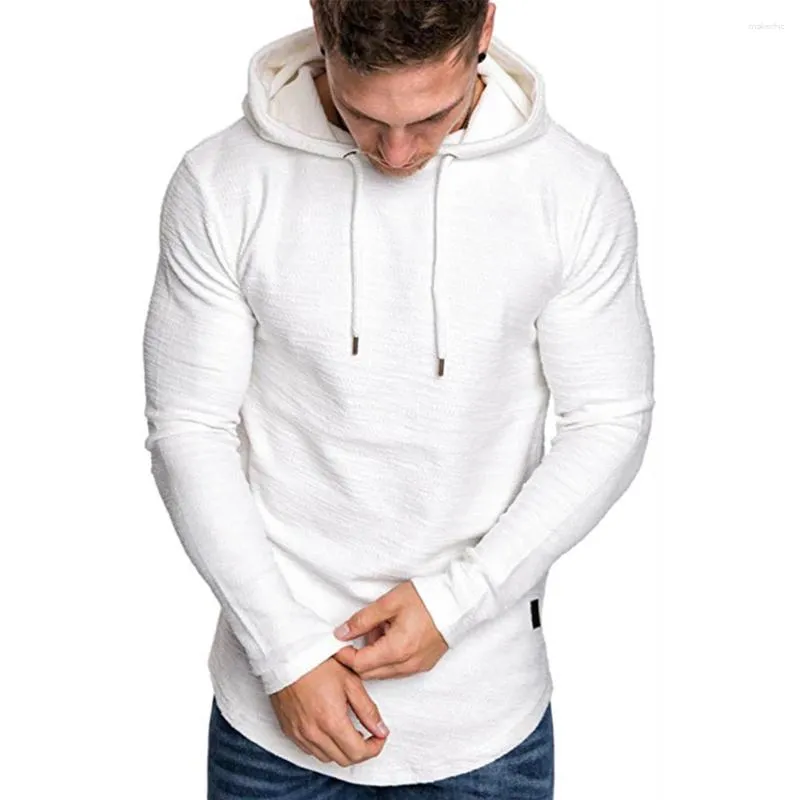 Men's Hoodies Hooded Muscle Shirt Slim Fit Long Sleeve T Casual Sports Top Polyester Fabric Multiple Color Options