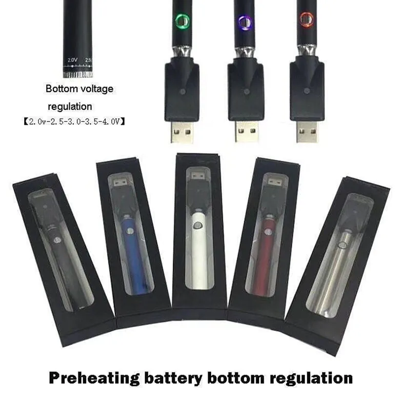 Svart låda 510 gängad förvärmning av vape penna batterispänning 2.6v-4.0V 350 mAh USB-laddare e-cigarettbatteri