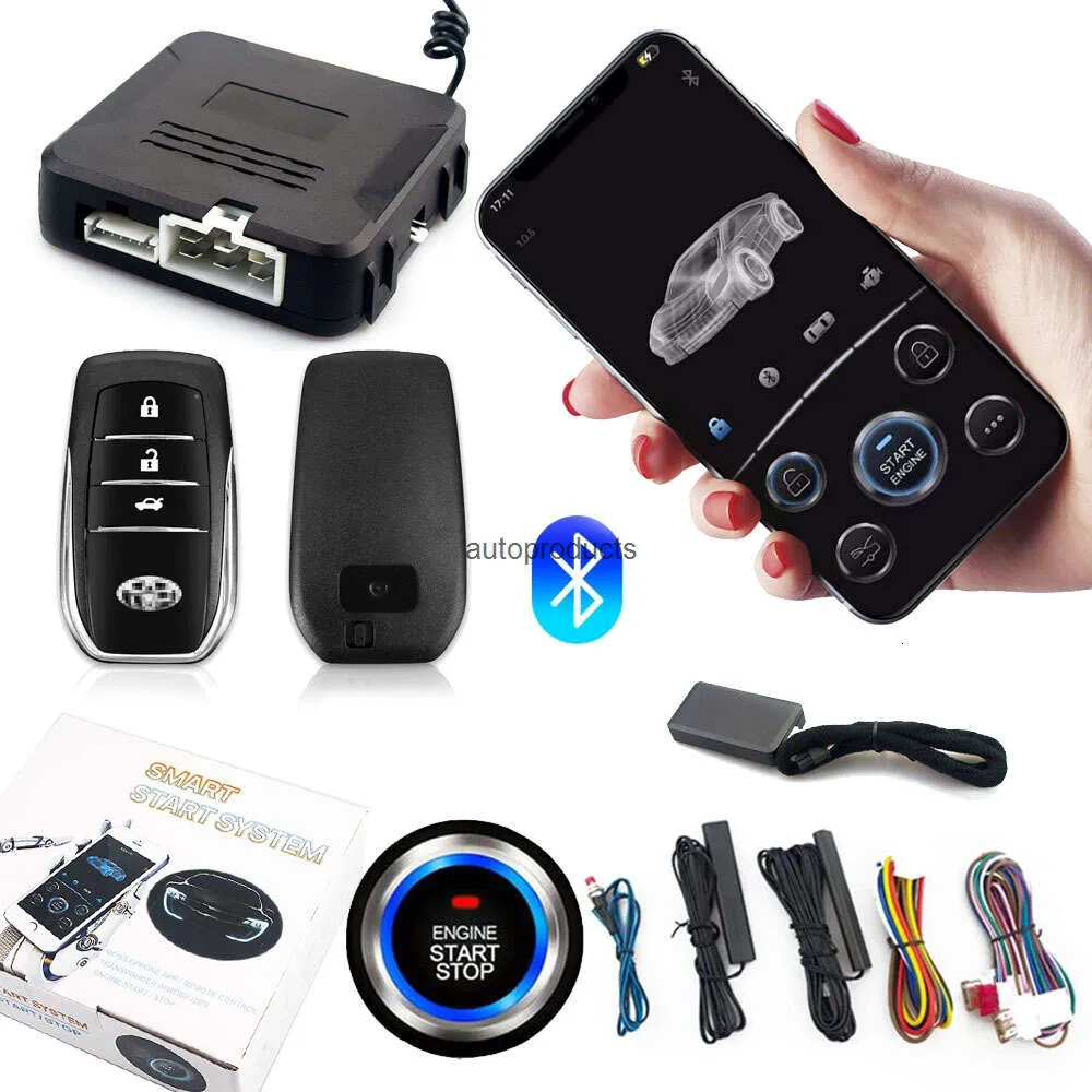 Update Universeel auto-alarm Auto-afstandsbediening Start Stop Kit Bluetooth Mobiele telefoon App Controle Motorontsteking Open kofferbak PKE Keyless Entry Auto-alarm