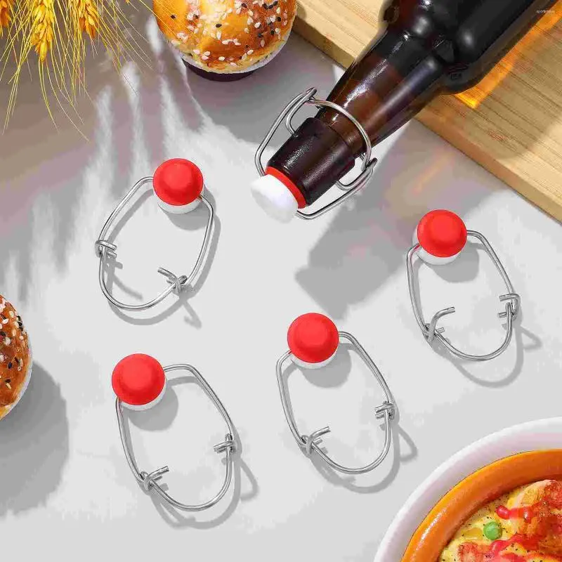 Dinnerware 12 Pcs Cover Bottles Stoppers Lids Sealing Caps Spring Swing Flip Metal For Beer Glass