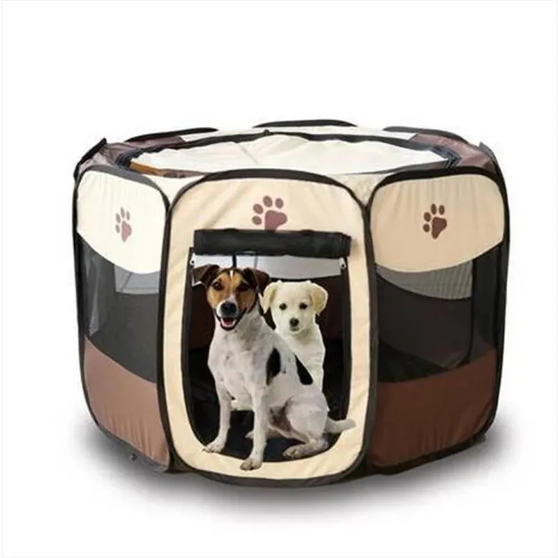 Accessories Wholesales Pet Folding Cage 600D Portable Oxford Dog Playpen Pet Fence Kennel Puppy Kitten Sleeping House Outdoor Exercise Pet Ten