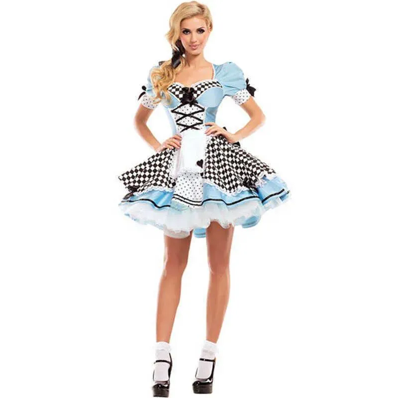 Perruques Cosplay Wigs Alice au pays des merveilles Costume pour les femmes Girls Costume de princesse bleu doux Lolita Maid Halloween Cosplay pour femme T2211