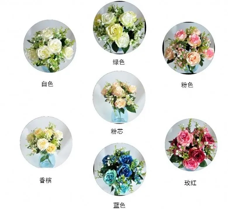 Венки Искусственные цветы 12 головок Снежные горные розы Домашние свадебные украшения Поддельные цветы с цветами в руках Чистая симуляция окружающей среды