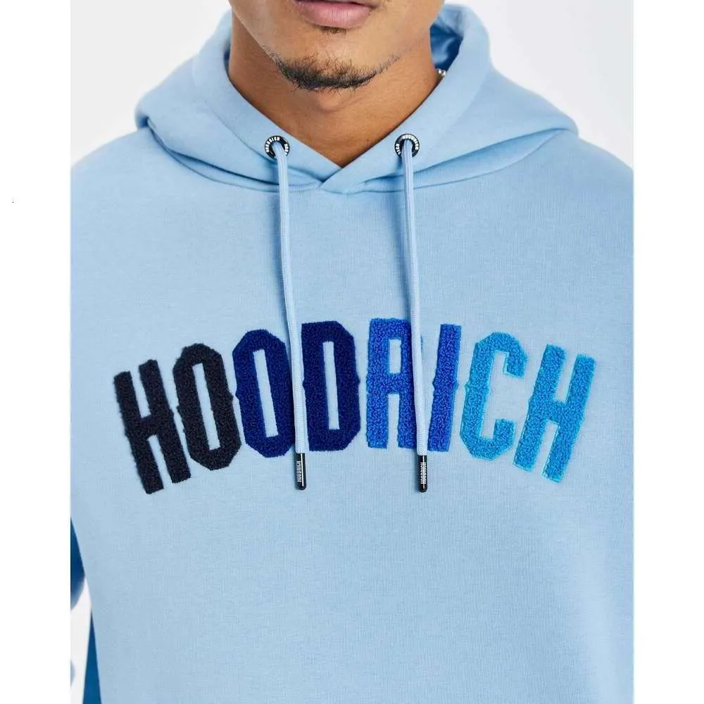Sport Hoodrich Tracksuit Letter Ręcznik Haftowa zimowa bluza z kapturem dla mężczyzn Kolorowa niebieska solidna kurtka z najwyższego poziomu