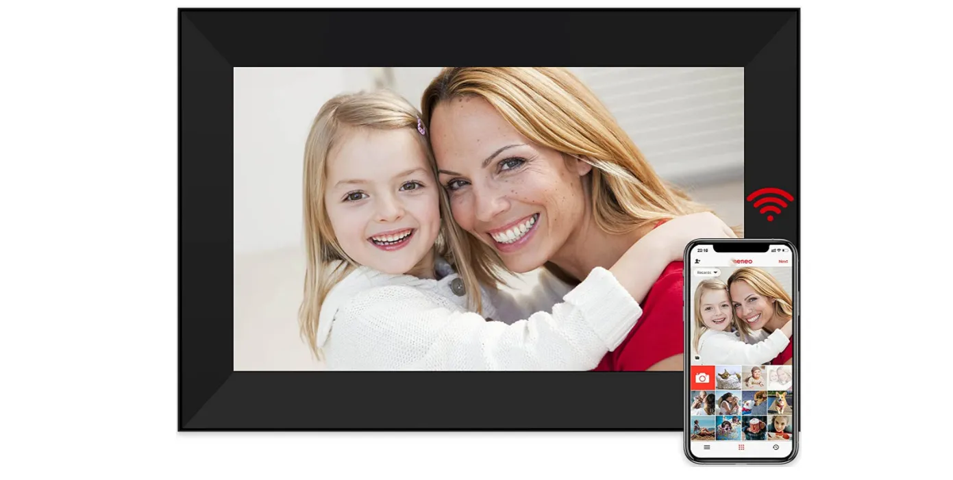 Registra i tuoi momenti Frame di foto digitale WiFi da 10 pollici da 10 pollici, touchscreen 1280*800 IPS con memoria da 16 GB, montato a parete a rotazione automatica, invia foto o video tramite app