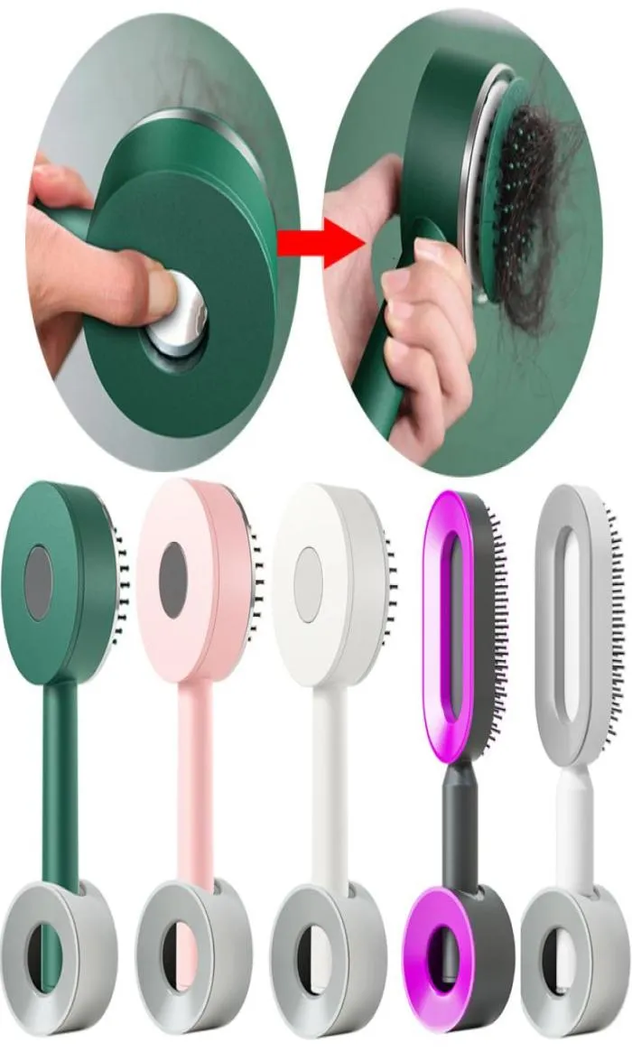 Hair Brushes OneKey Quick Self Cleaning Hair Brush Women Air Cushion Self Clean Hair Comb Selfcleaning Hairbrush Scalp Massage Com7763202