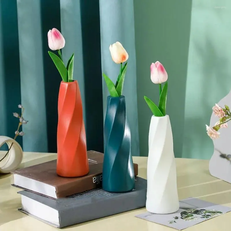 Vases Nordic Simple Creative Living Room Flower Arrangement Plastic Vase Anti-fall Desktop Ornaments