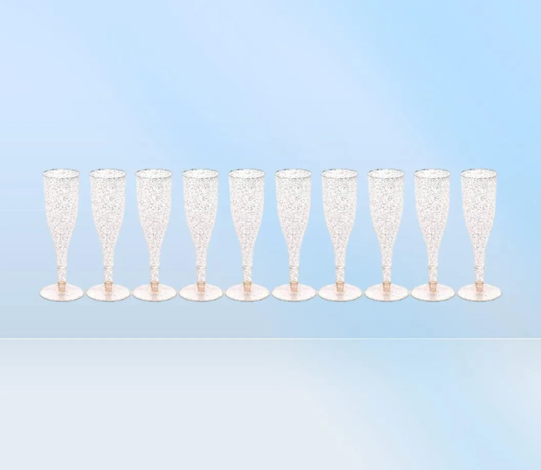 أدوات مائدة مدينات يمكن التخلص منها 20pcs Gold Glitter Plastic Champagne Flutes Cups Toasting Glasses Wedding Baby Shower Party Supplies6911211