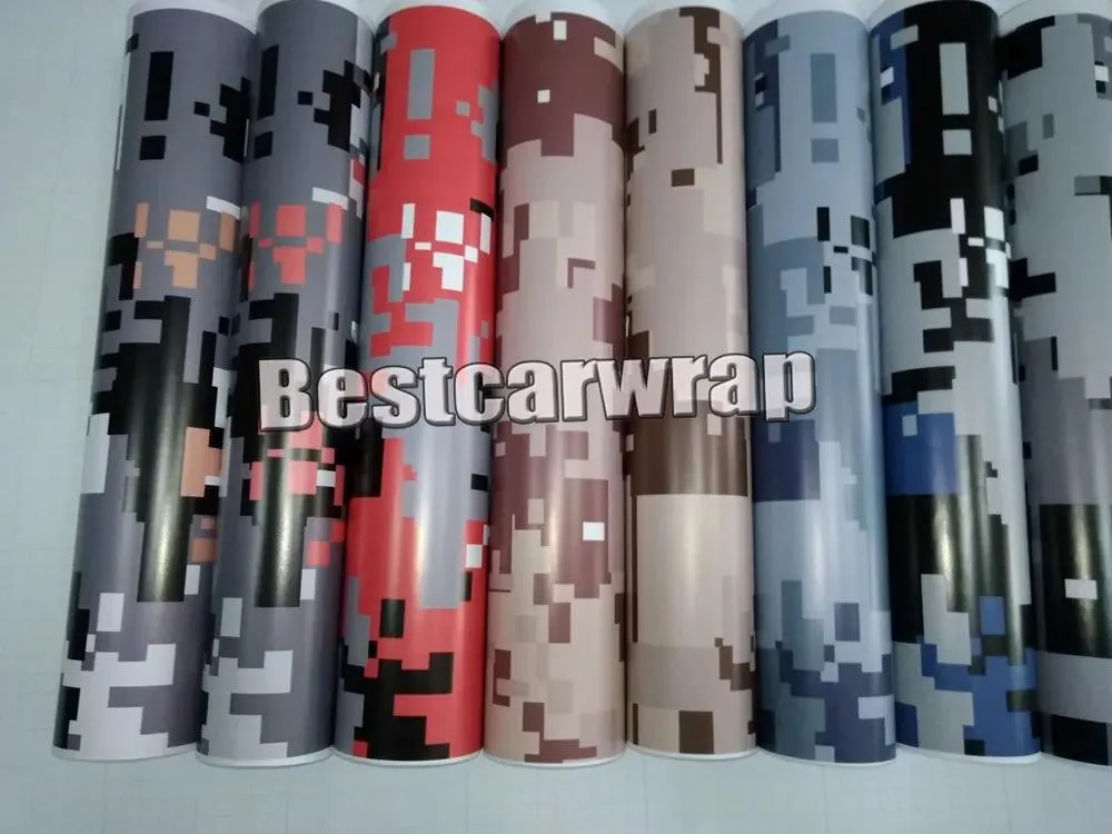 Klistermärken olika färger pixel camo vinyl för bil wrap med luft släpp kamouflage styling lastbil wraps som täcker styling folie storlek 1.52x20m r