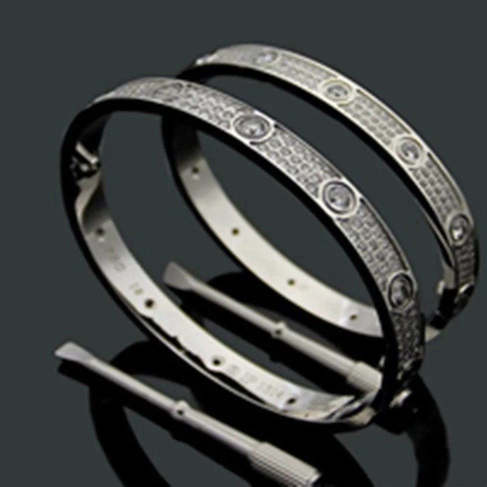 Titanium Steel 3 Row Full Diamond Armband Bangle Fashion Women Män Chirstmas Bangles Armband For Lover Distance Jewelry Gift Wi247Q