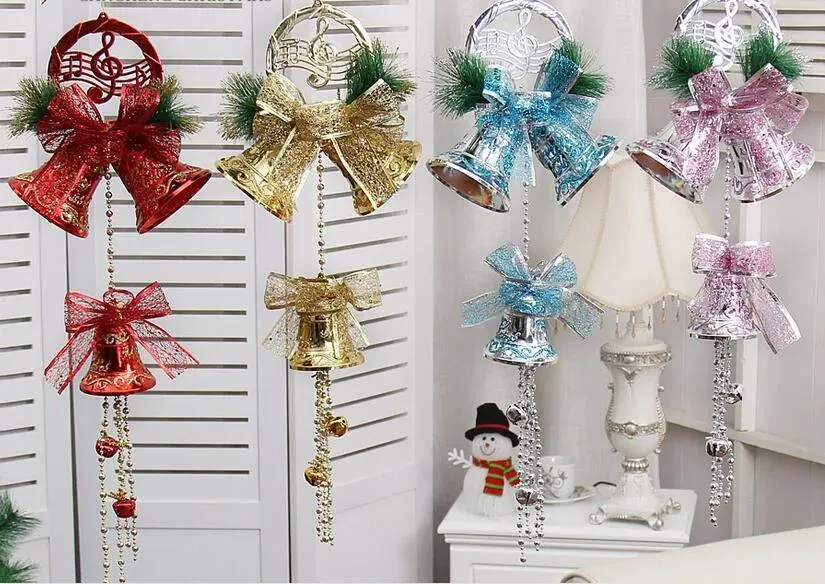 Decoraties 55cm Jingle Bell Bow Muzieksymbool Kralen Strap Garland Kerstboom Vakantielocatie Decoratie