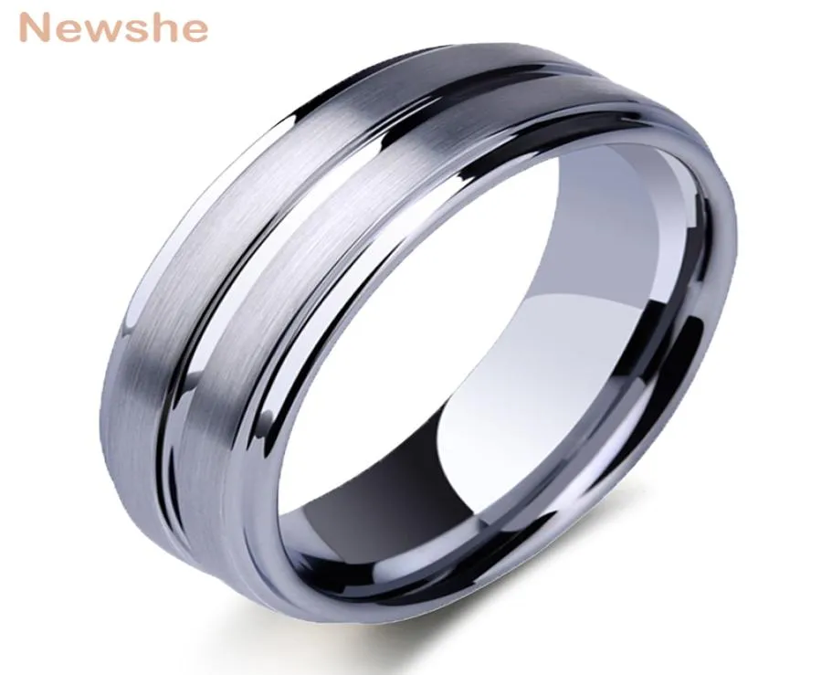 Newshe Tungsten Carbide Rings for Men Groove Ring 8mm Mens Band Band Charm Gift 813 Trx061 2103104583989