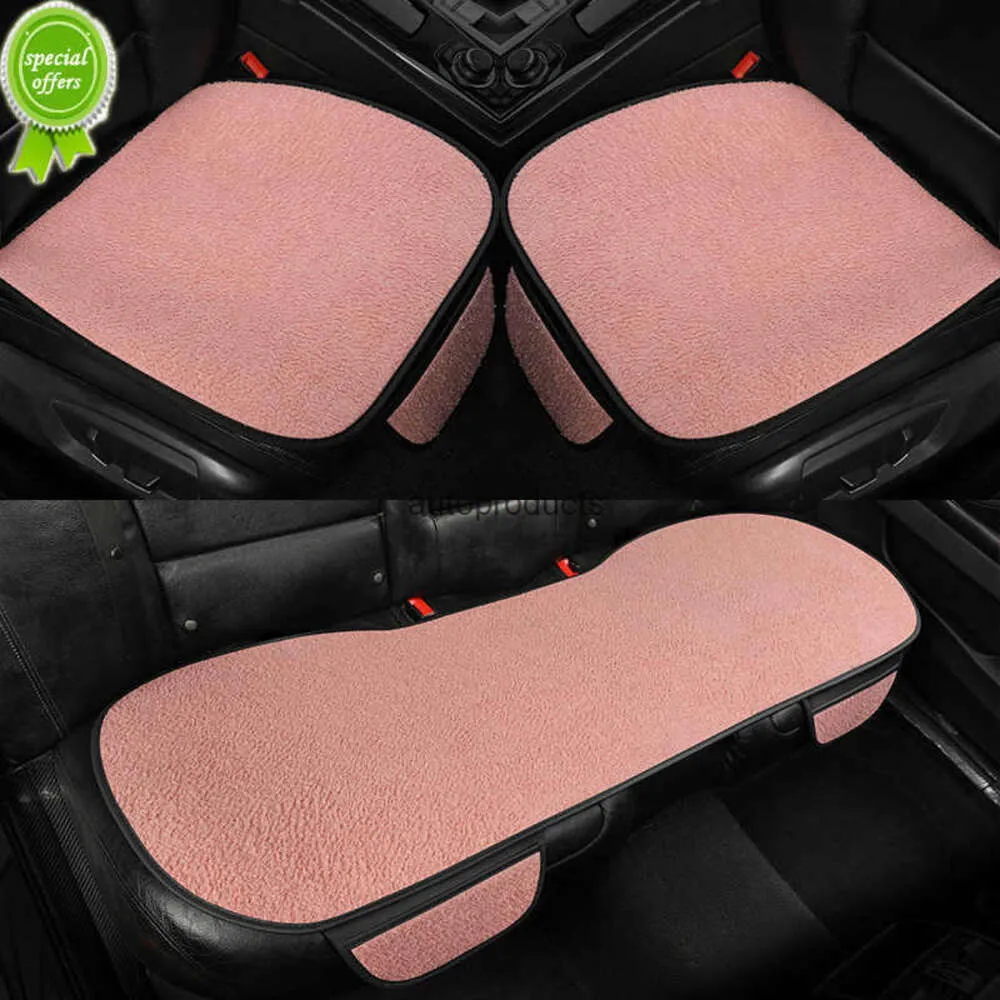 Ny faux päls täcker bilstol vinter universell bil inredning varm plysch säte kudde mattskydd för auto lastbil SUV -skåpbil