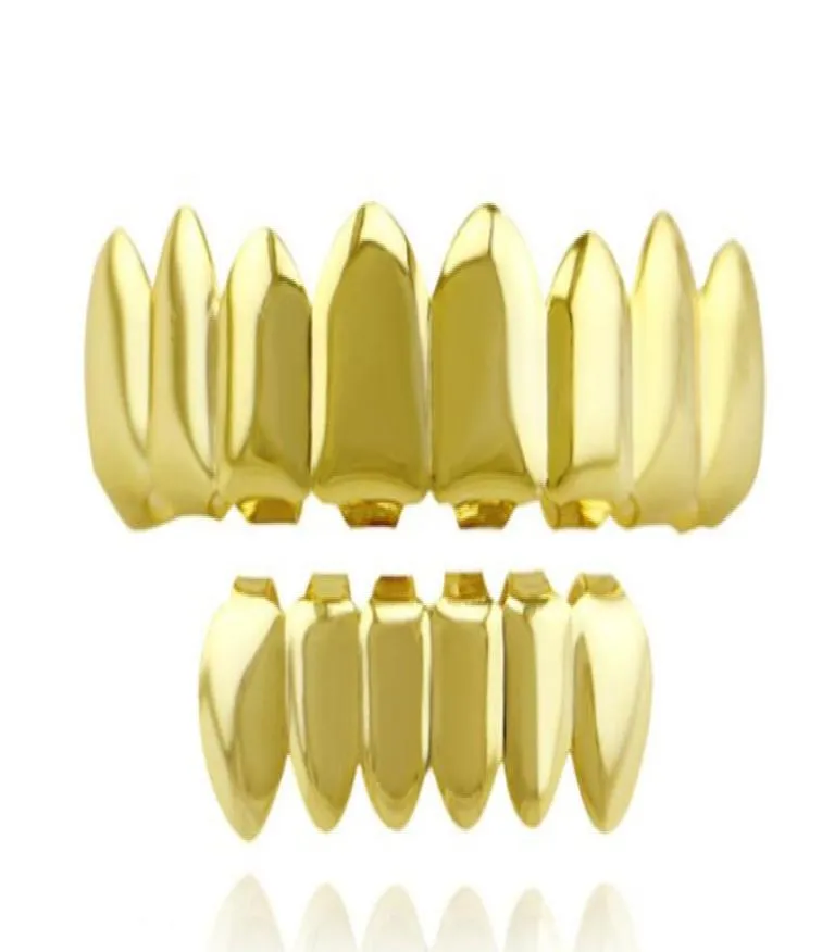 LuReen 4 Color Teeth Grillz 8 Top and 6 bottom Grillz Set With Silicone Molds Vampire Hip Hop Jewelry ccxx9744471