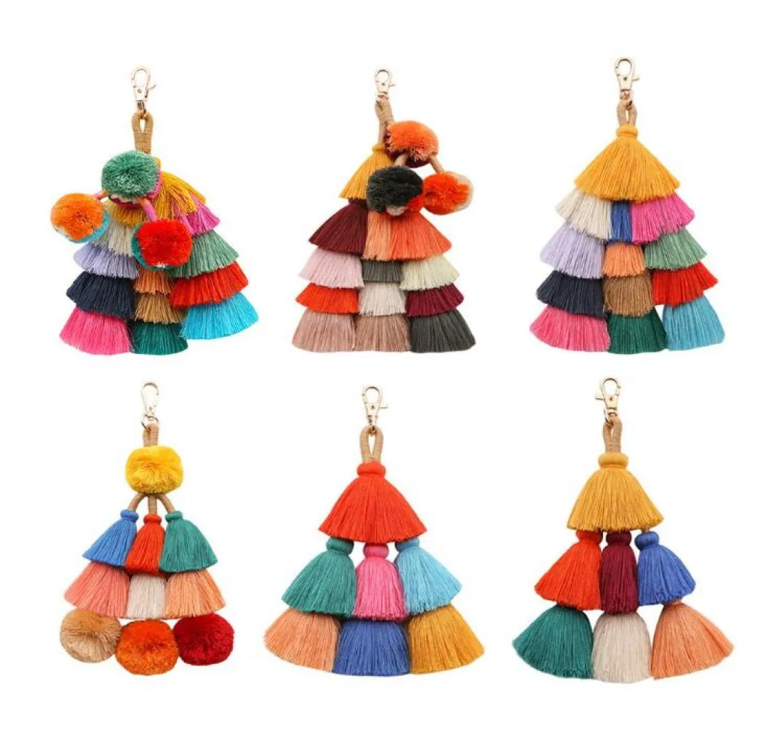 Fashion bohemia tassel key chain DIY jewelry accessories handmade tassel ornaments European and American ethnic style bag pendant 5397920