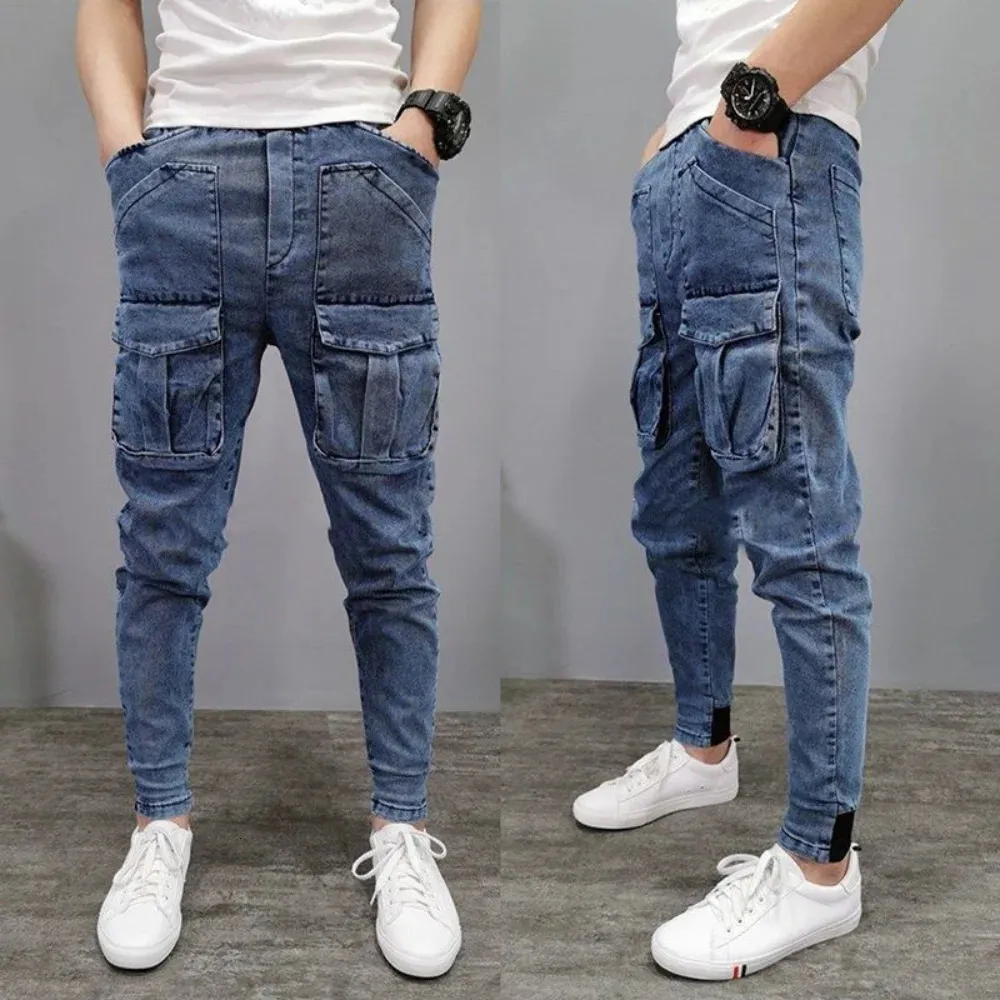 Kargo pantolon erkekler yüksek sokak hip hop kişilik modaya uygun tulumlar sıradan kot pantolon maggy pantolonlar pantolonlar y2k 231226