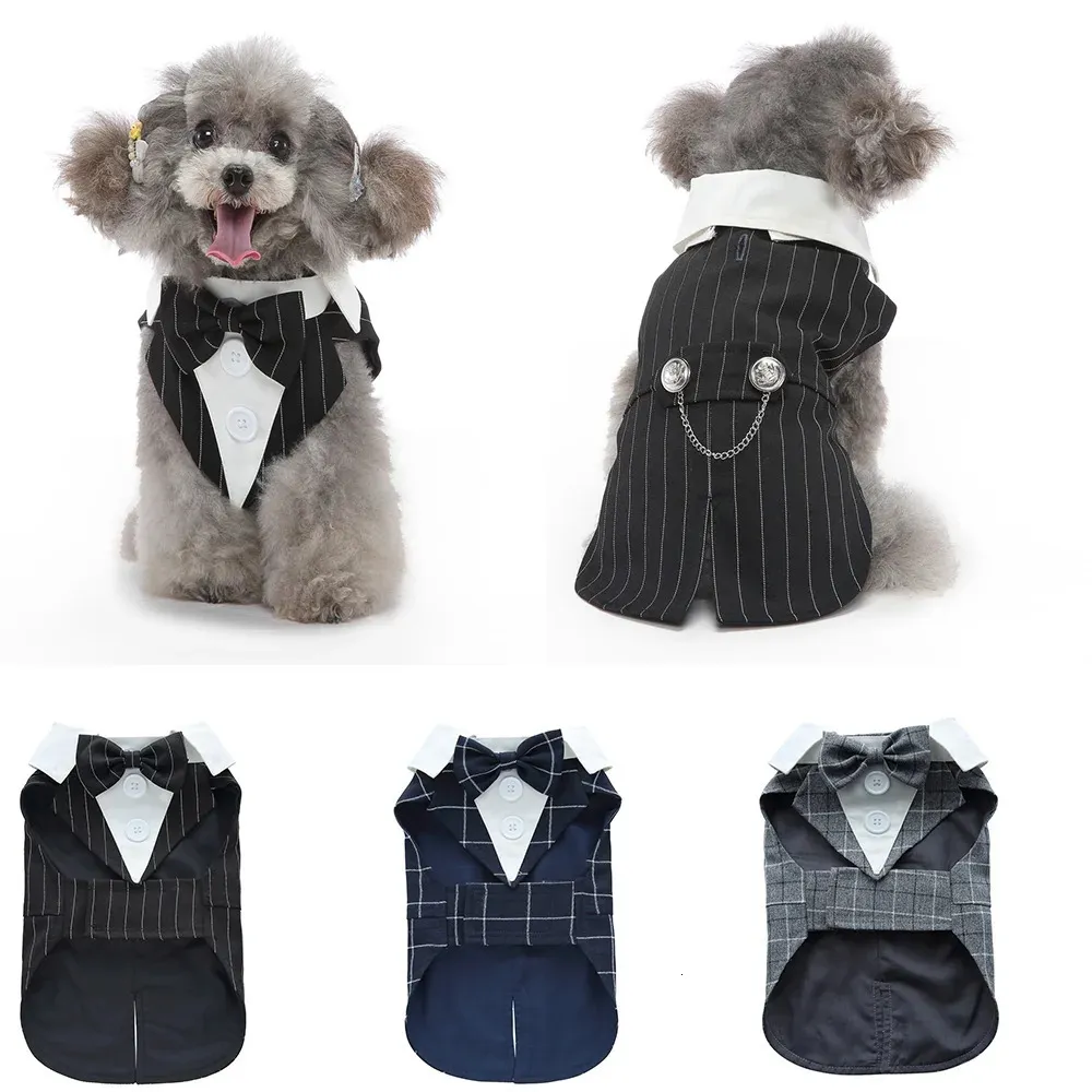 Julhunddräkt Halloween Apparel Wedding Outfit Kläder Skjorta Formell tuxedo för Teddy Bulldog 231227