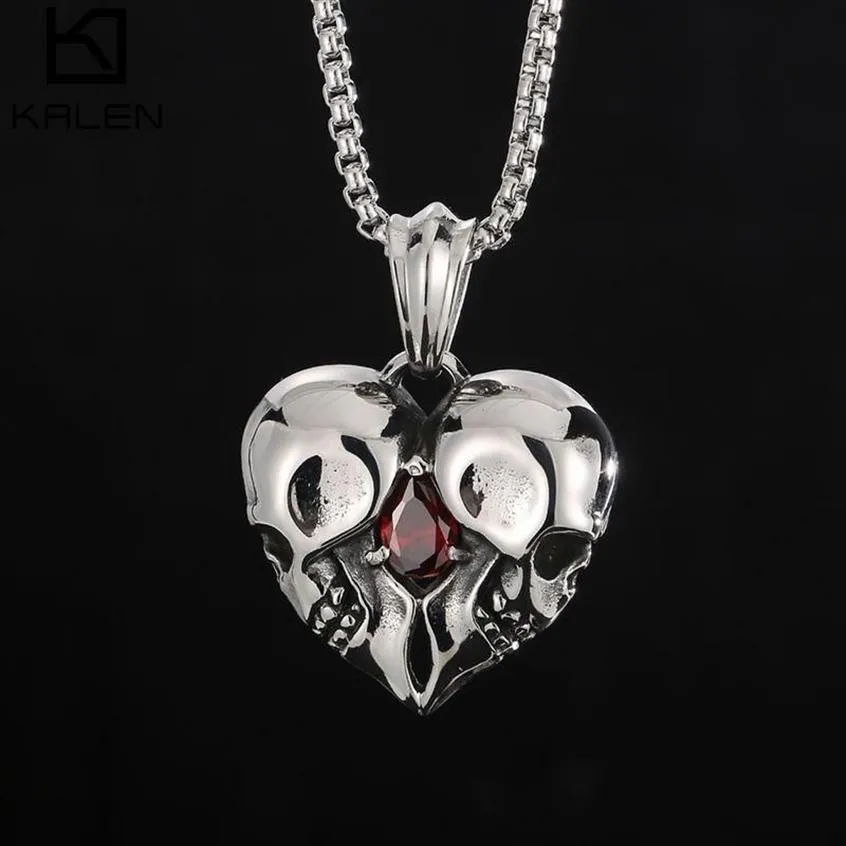 Pendant Necklaces Mens Stainless Steel Necklace Fangs Skull Mask Retro Gothic Punk Style Monster Jewelry GiftPendant296C