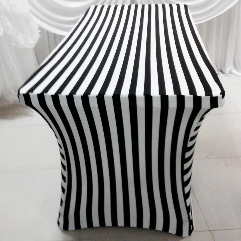 Cloth 6ft Rectangle White & Black Color Stripe Print Lycra Table Cloth 2PCS With Free Shipping For Wedding Use