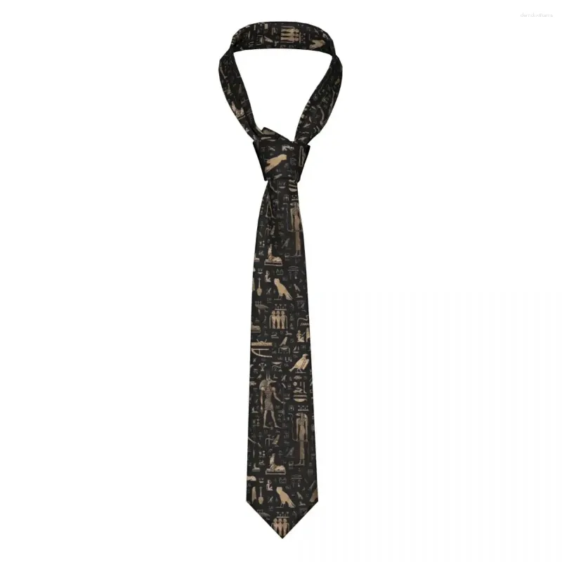 Strikjes oude Egyptische goden en hiërogliefen stropdas 8 cm Egypte nek voor heren mager smalle pakken accessoires das cosplay rekwisieten