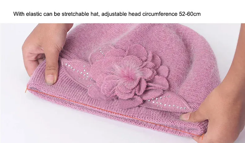 Berete de iepure F, pălării de lână tricotate, iarna, cald, capac de femeie, fete, căciuli, pălărie de blană, Gorros Bonnet Femme Hiver 2023_voghion.com