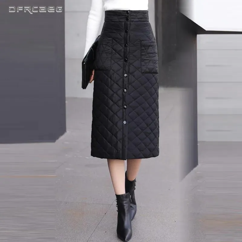 Saia de cintura alta para baixo algod o l pis saias das mulheres inverno 2019 moda streewear engrossar tamanho grande saia casual senhoras saia longa