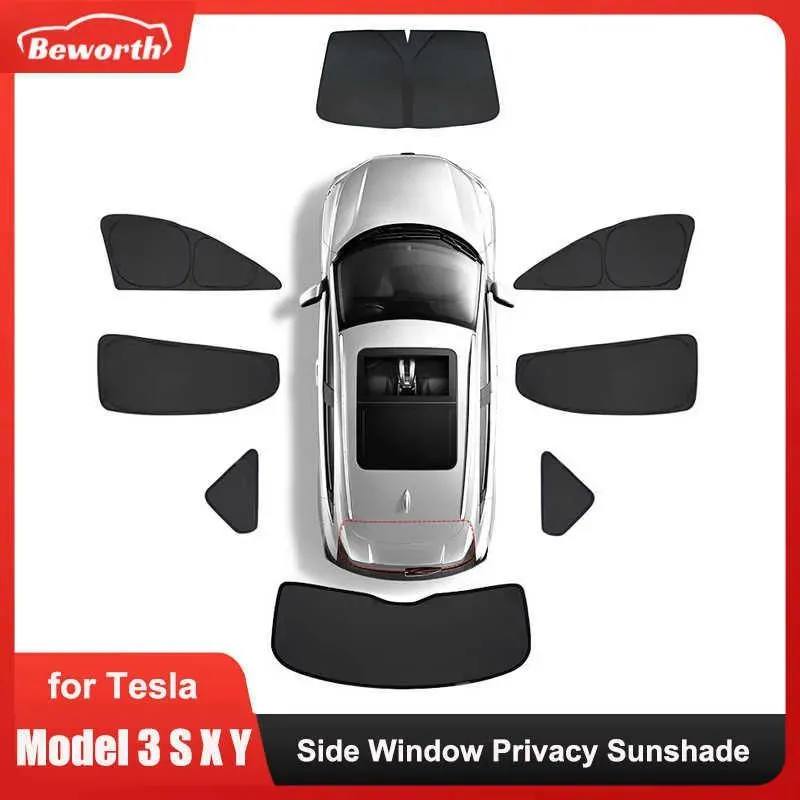 Sunshade Side Window Prywatność Wykończona słoneczna dla Tesli Model 3 s x y 2022 2021 Samochód z tyłu