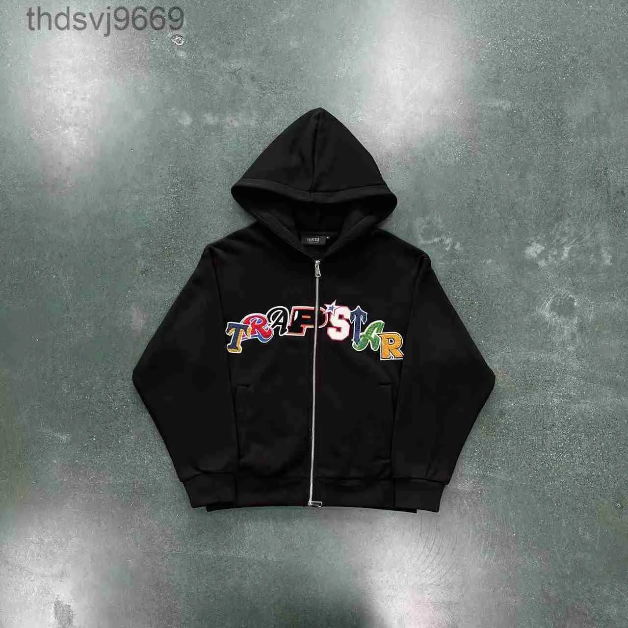 Mäns nya Trapstar Color Brodery Hoodie Cotton Set Black Coat Hop Drill Phs0