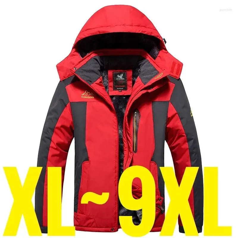 Men's Jackets Winter 2023 Men Windproof Fleece Thick Warm Hooded Zip-up Windbreaker Male Camping Waterproof Plus Big Size Larger Coat