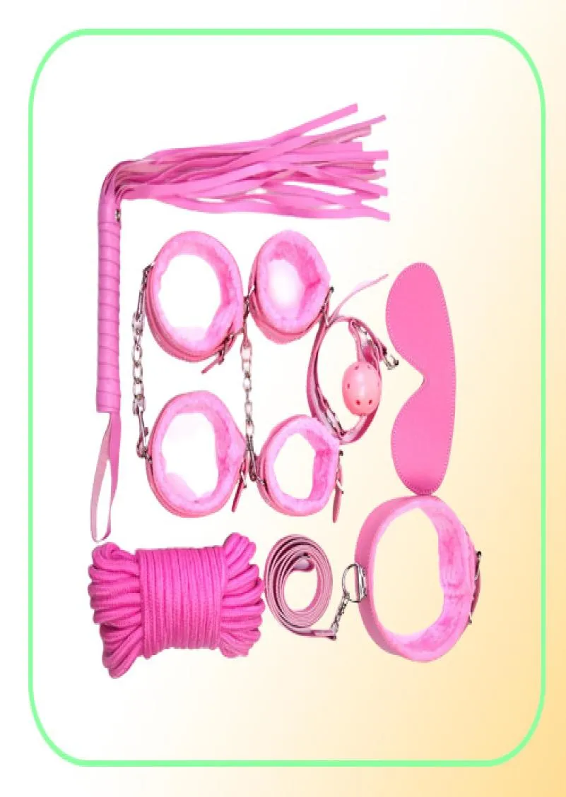 Restacación de cuero Restación de fetiche de látigo con la muñeca con la muñeca con la muñeca de la muñeca de cuello bondages bondages kit 7 PCSSET Productos para adultos Toys9751148