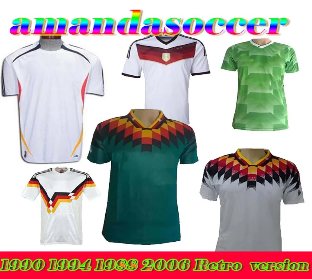 Version rétro 1990 1994 1988 Allemagne Littbarski Ballack Soccer Jersey Klinsmann Matthias Home Away 2014 Chemises Kalkbrenner Jersey6155213