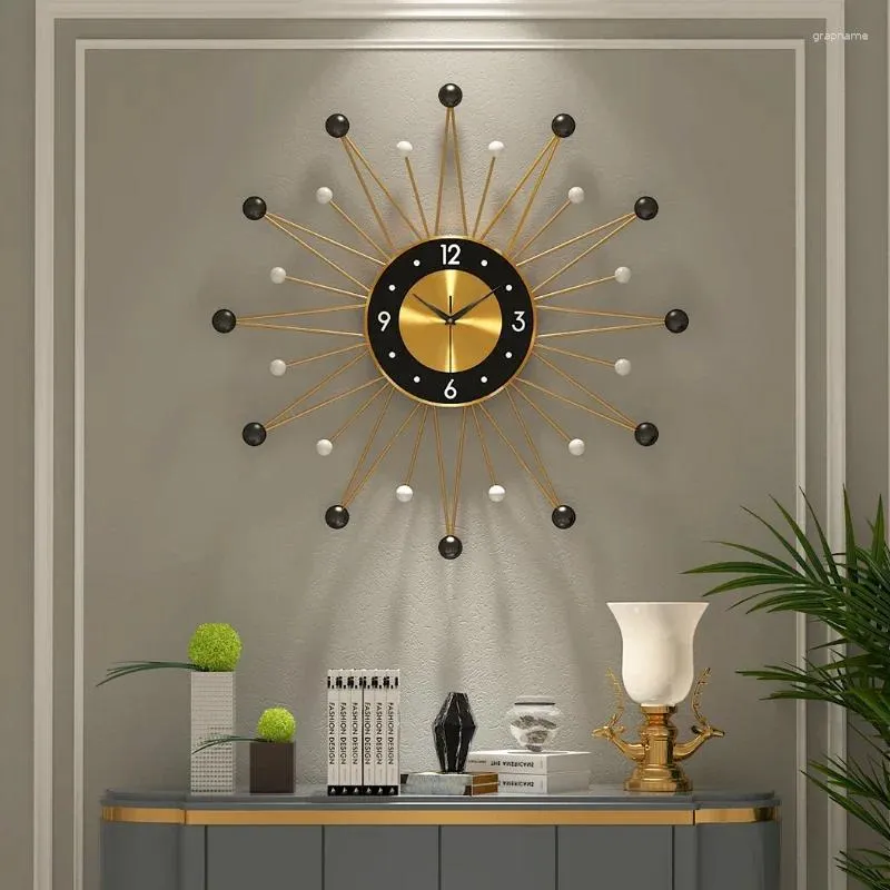 Wall Clocks Home Creative Wrought Iron Clock Living Room Simple And Decoration Decor Garden