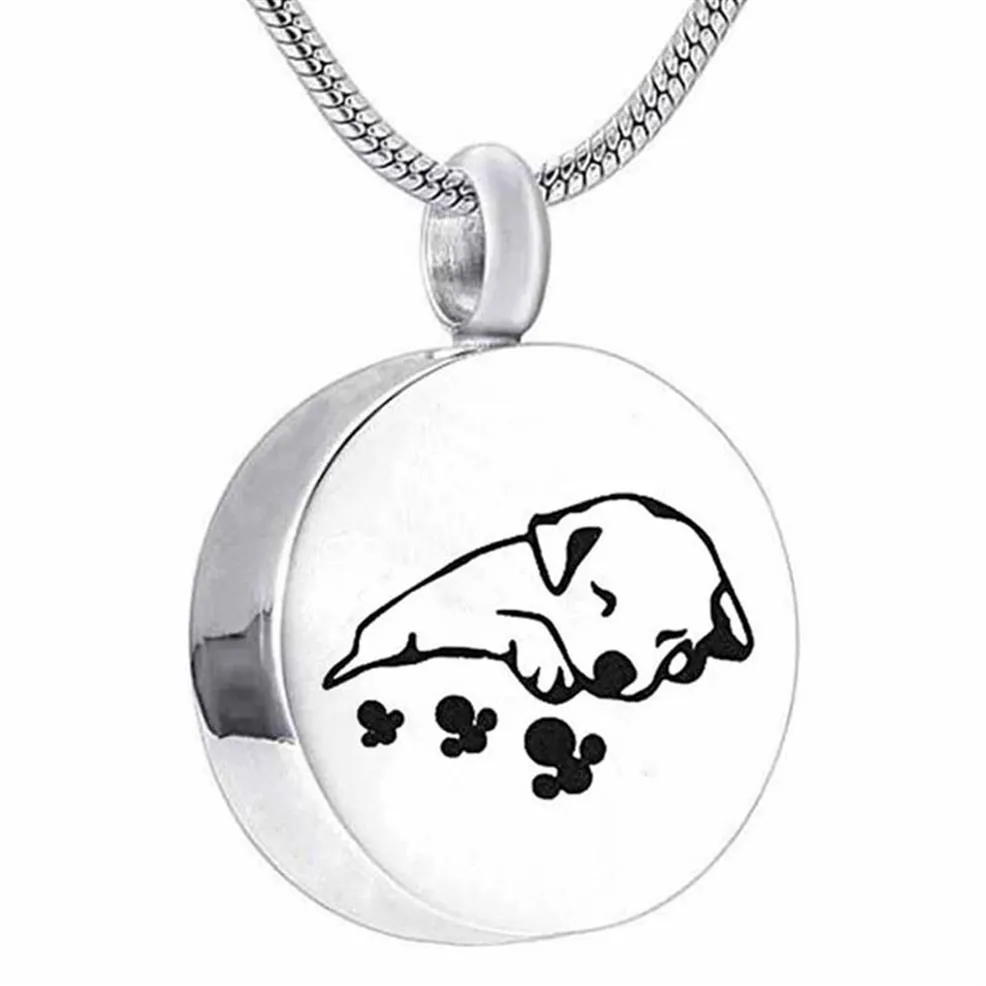 Unisex Stainless Steel Pet Dog Cat Jewelry Print Cremation Ashes Holder Pet Memorial Urn Necklace For Memory Pendant Necklaces261y