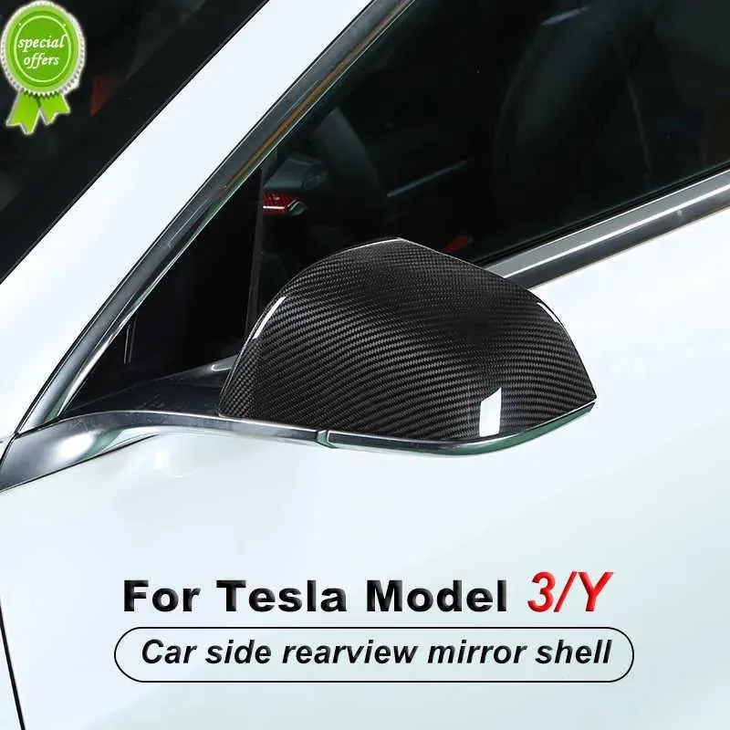 Accessoires Nieuwe 2 stks/set Real Koolstofvezel Materiaal Auto Side Achteruitkijkspiegel Decoratieve Shell voor Tesla Model 3 Y 20202021 Styling Accessorie